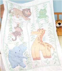 Crib Quilt Top Jungle Fun - Click Image to Close